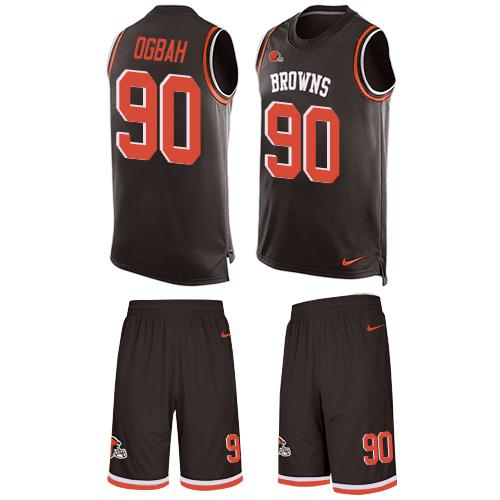 Nike Browns #90 Emmanuel Ogbah Brown Team Color Men's Stitched NFL Limited Tank Top Suit Jersey